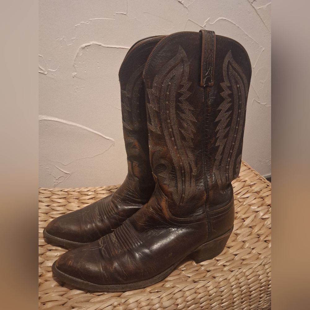 Lucchese 2000 Dark Brown Western Leather Cowboy Boots Size US 10